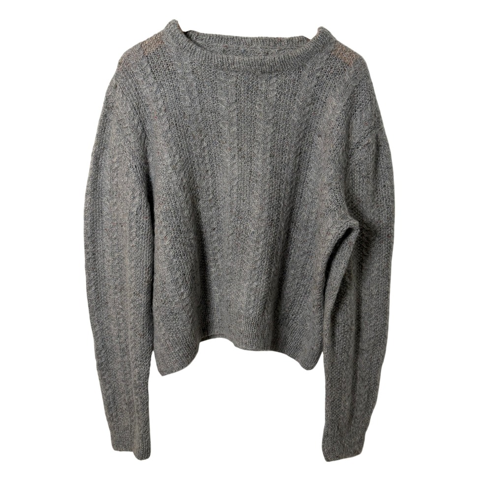 Unbranded Cable Knit Sweater Womens XL Grey Excellent Mohair Blend Style Fuzzy